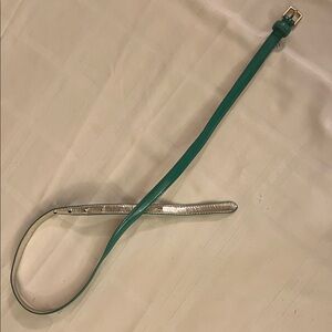 Green thin skinny belt gold buckle 37" size S